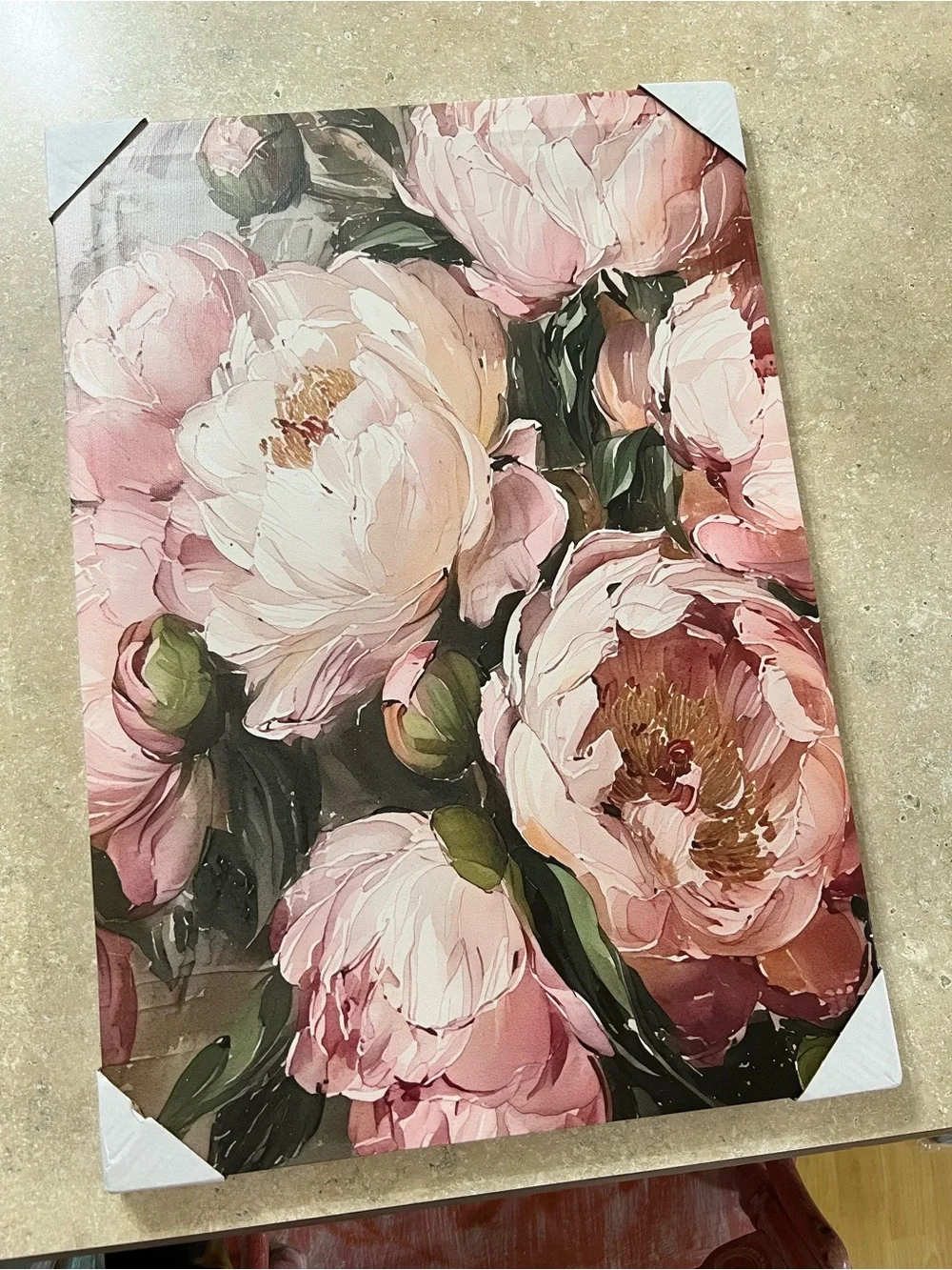 Pink Peony Floral Wall Art Canvas - Elegant Home Wall Decor